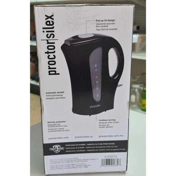 NEW Proctor Silex Electric Cordless Kettle 1.7L 1500W Auto Shutoff - Picture 4 of 9